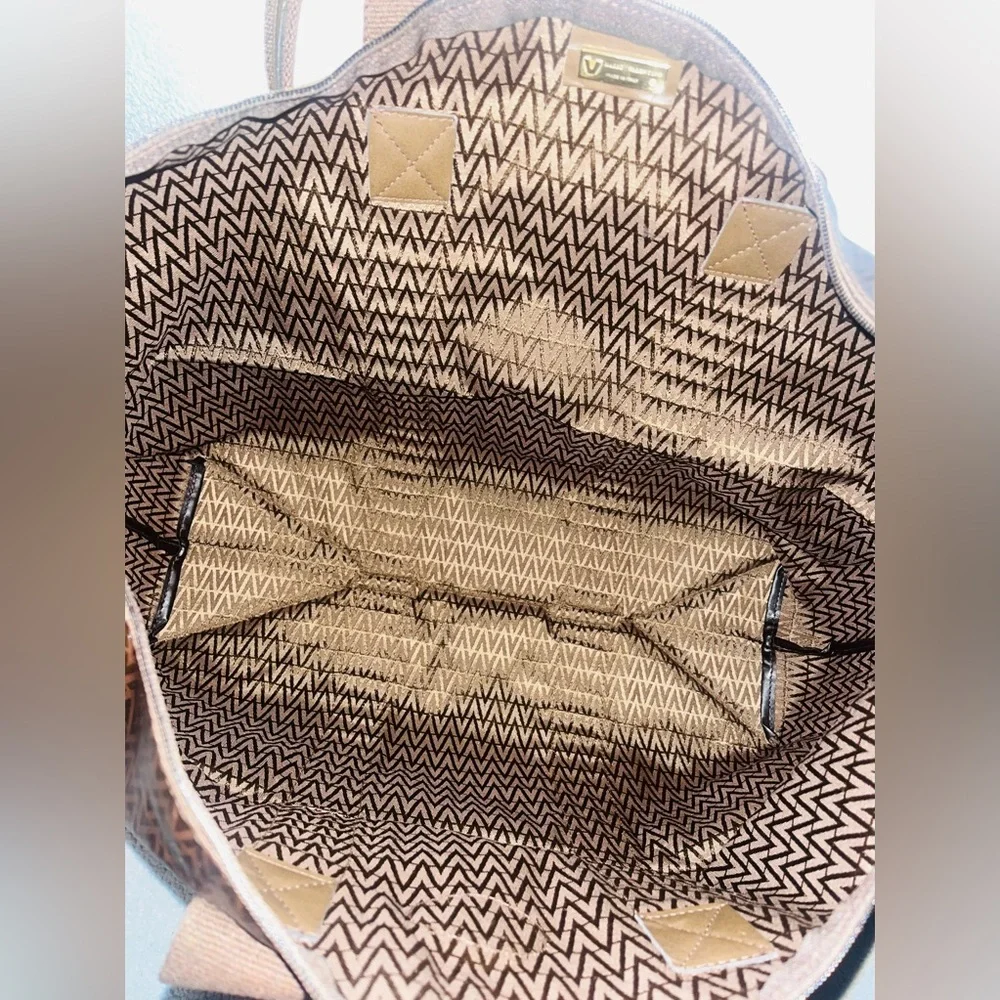 Mario Valentino Soft PVC Monogram Foldable Overnight Travel Tote Bag - Picture 4 of 13